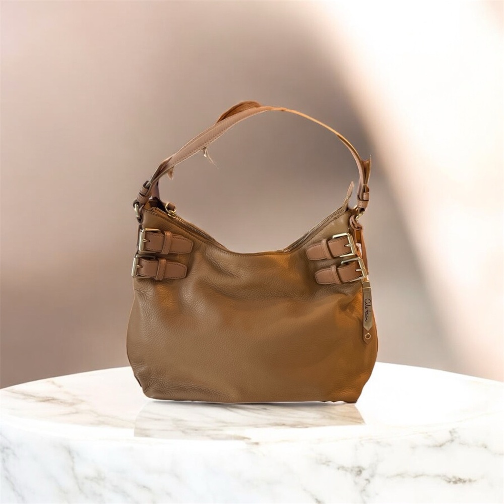 Cole Haan Hobo Bag Purse Avery Large Leather Tan 2 cell phone pockets dust bag